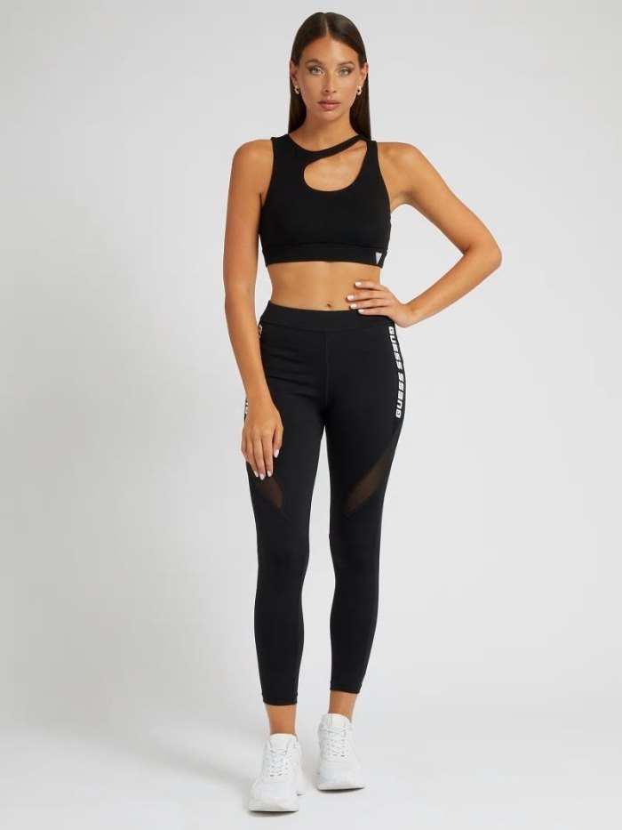 Női Guess Leggings Side Logo Leggings Fekete | HU-483330