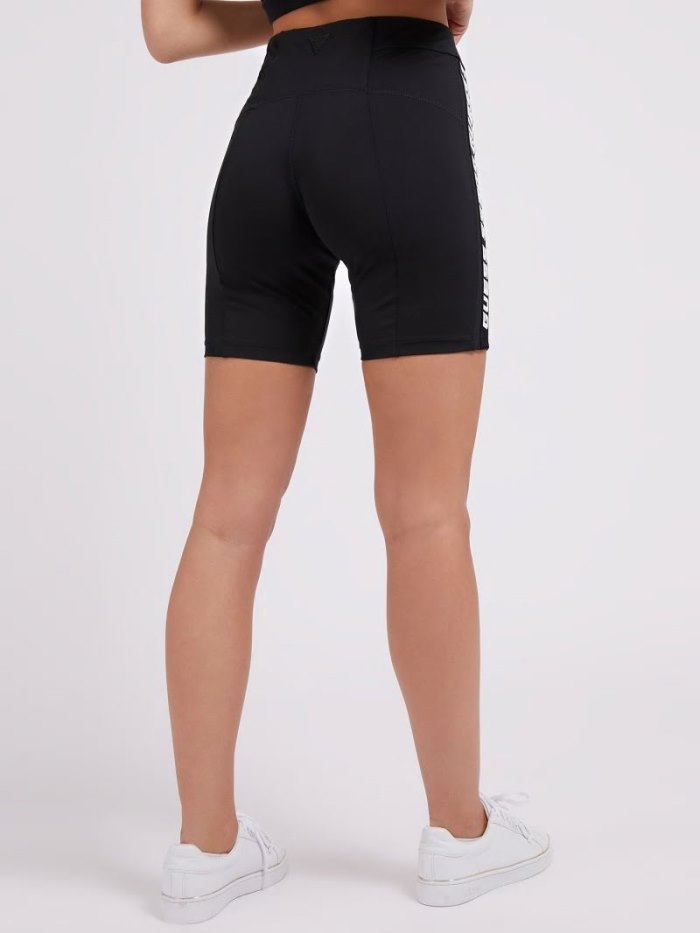 Női Guess Logo Band Biker Shorts Fekete | HU-911096