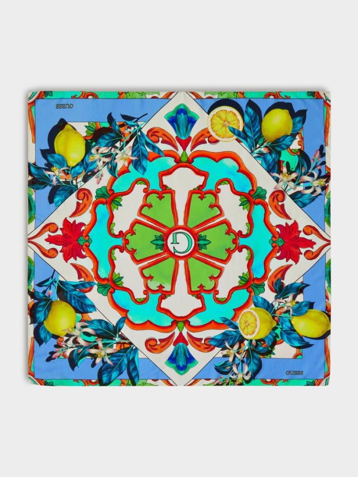 Női Guess Majolica Print Foulards Kék | HU-348538