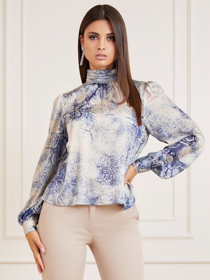 Női Guess Marciano All Over Print Blúz Fehér | HU-836336