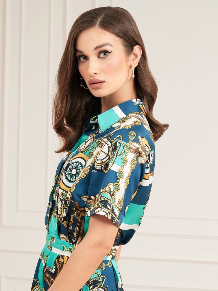 Női Guess Marciano All Over Print Ruha Kék | HU-032595