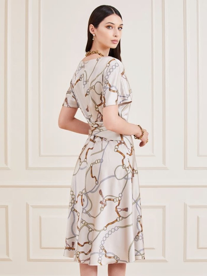 Női Guess Marciano All Over Print Ruha Krém | HU-821284