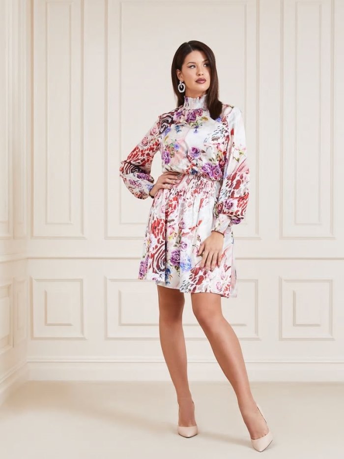 Női Guess Marciano Floral Print Ruha Rózsaszín | HU-334520