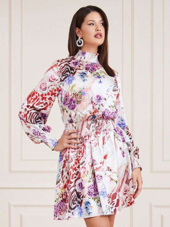 Női Guess Marciano Floral Print Ruha Rózsaszín | HU-334520