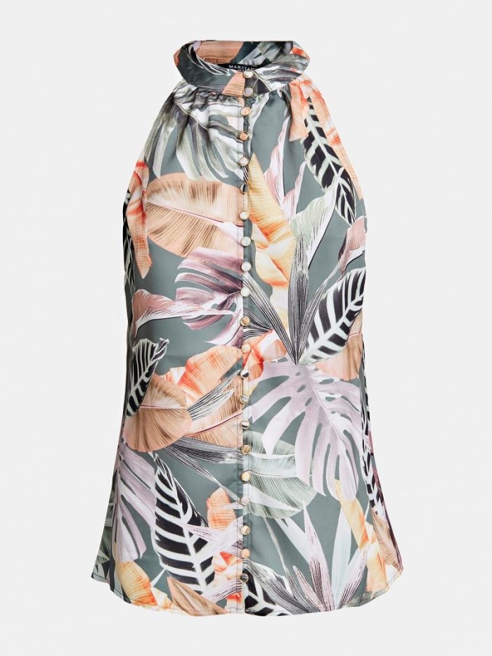 Női Guess Marciano Flower Print Blúz Zöld | HU-351451