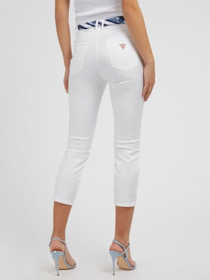 Női Guess Nadrág Sovány Fit Capri Nadrág Fehér | HU-361366