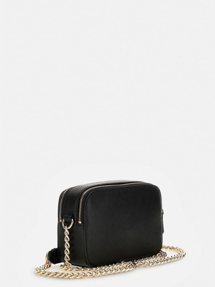 Női Guess Noelle Saffiano Crossbody Táska Fekete | HU-020777