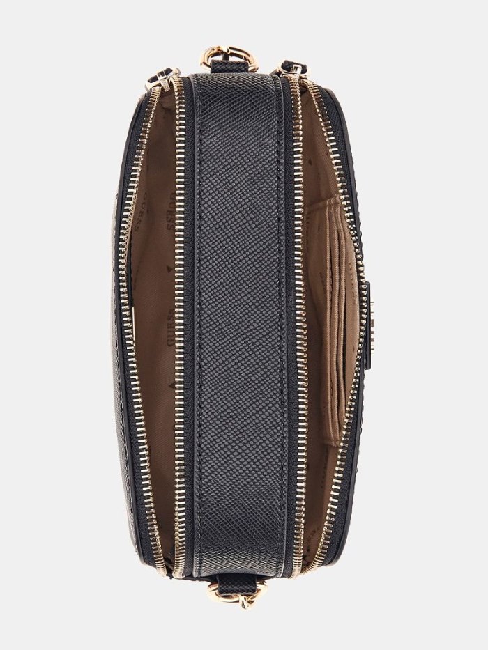 Női Guess Noelle Saffiano Crossbody Táska Fekete | HU-020777