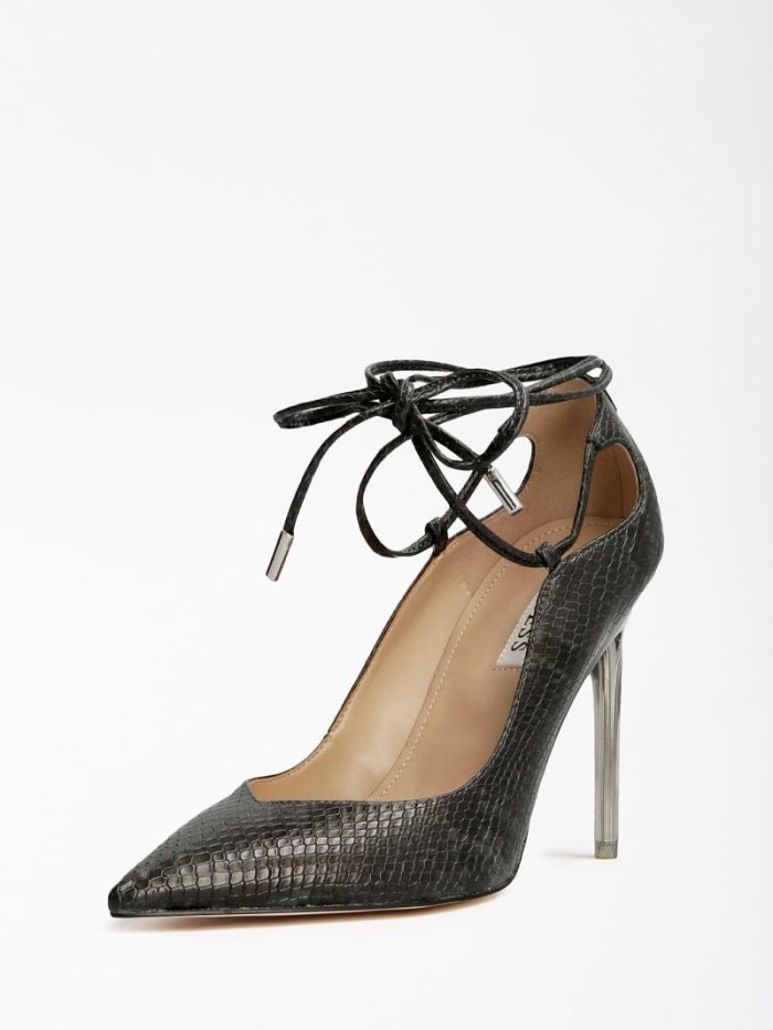 Női Guess Sebbie Croc Print Court Cipő Fekete | HU-447828