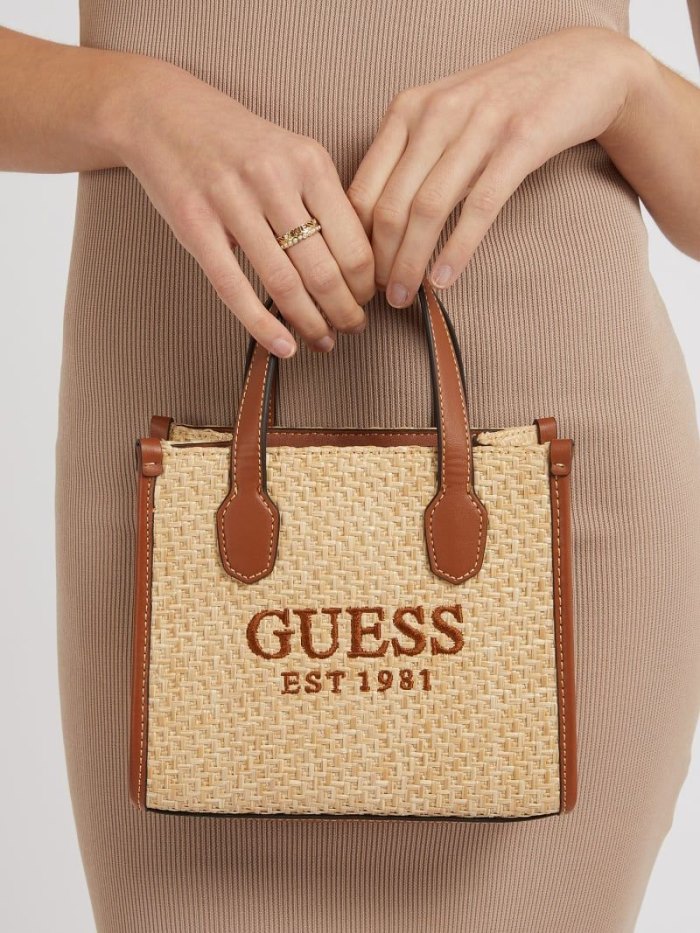 Női Guess Silvana Logo Mini Bag Mini Táska Barna | HU-894989