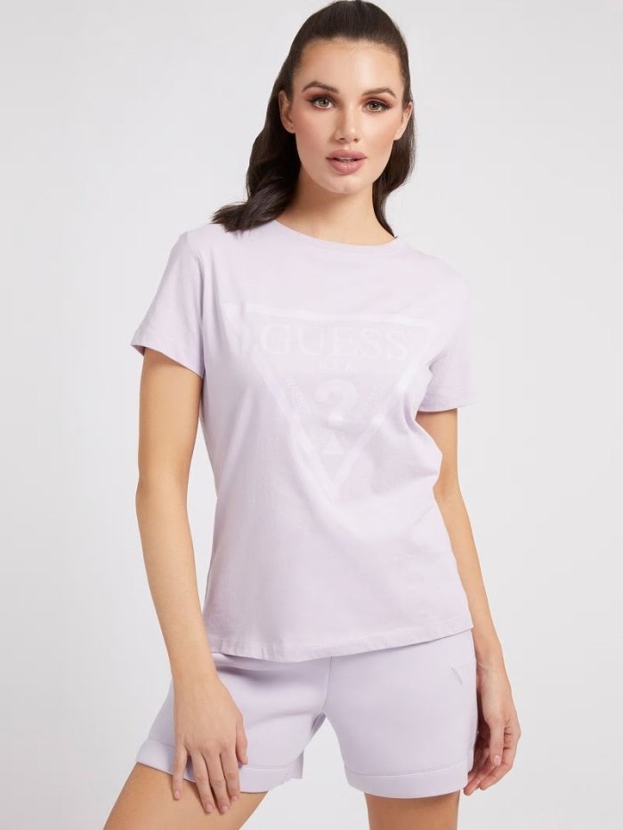 Női Guess Triangle Logo Póló Lilac | HU-187537