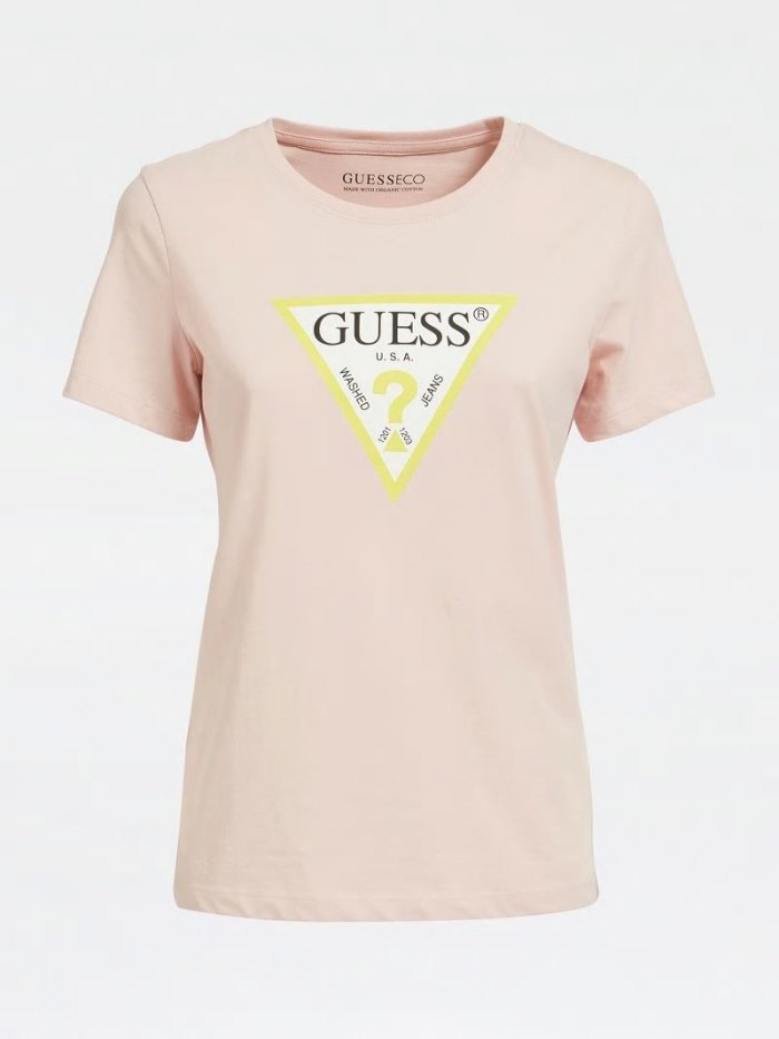 Női Guess Triangle Logo Póló Rózsaszín | HU-614964