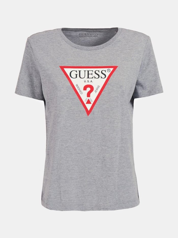 Női Guess Triangle Logo Póló Szürke | HU-509871