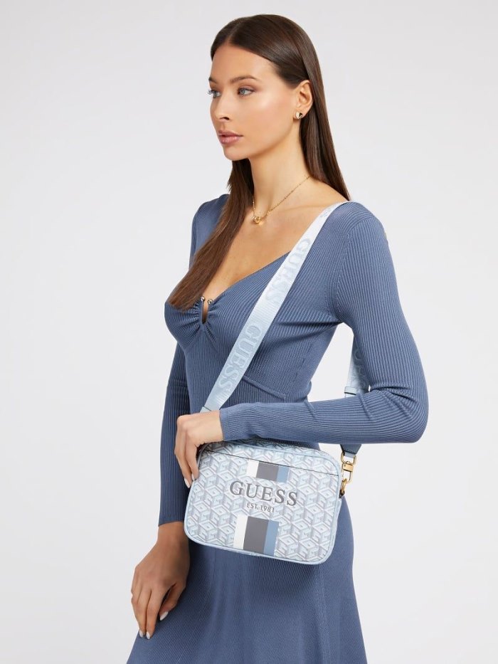 Női Guess Vikky G Cube Logo Crossbody Táska Kék | HU-230604