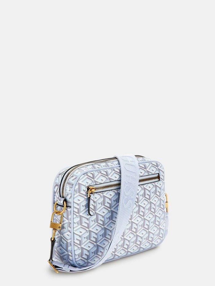 Női Guess Vikky G Cube Logo Crossbody Táska Kék | HU-230604