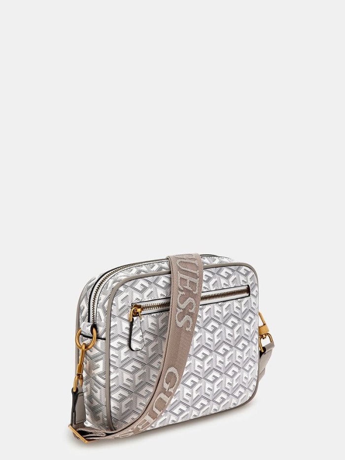 Női Guess Vikky G Cube Logo Crossbody Táska Krém | HU-659208