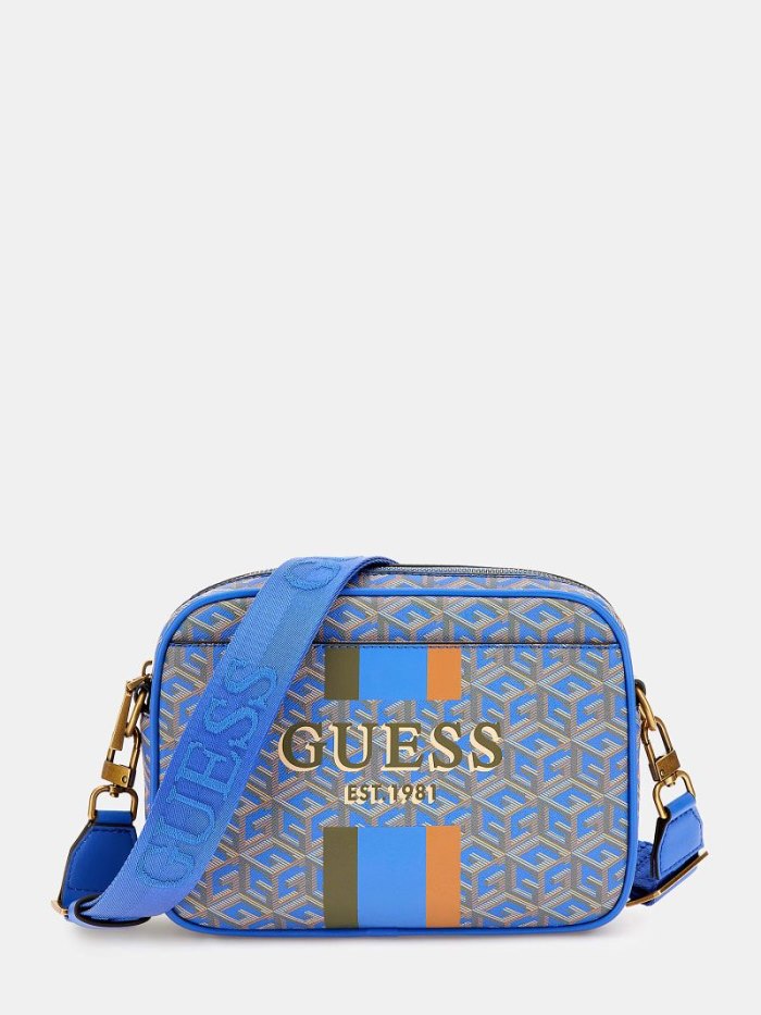 Női Guess Vikky G Cube Logo Crossbody Táska Kék | HU-857950