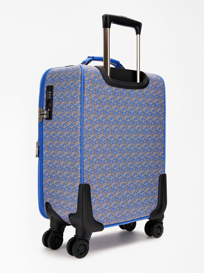 Női Guess Vikky G Cube Logo Trolley Kézipoggyász Kék | HU-652187