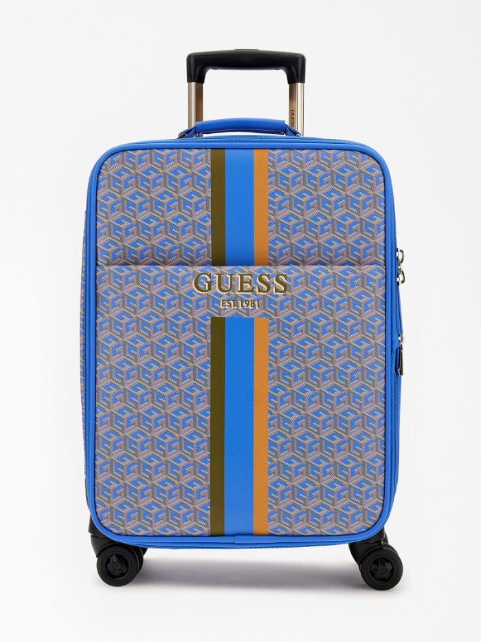 Női Guess Vikky G Cube Logo Trolley Kézipoggyász Kék | HU-652187