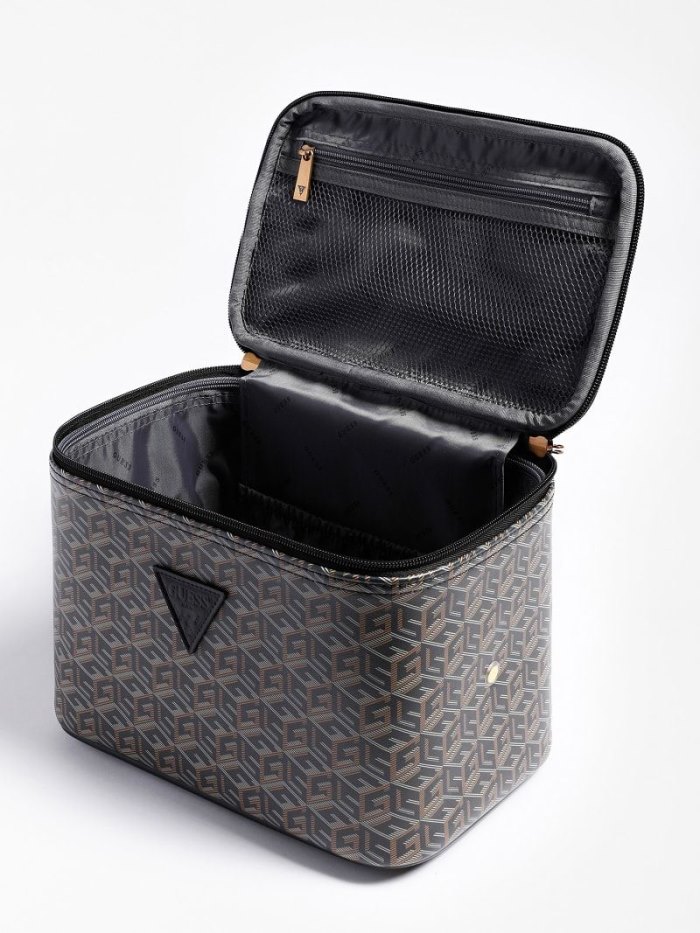 Női Guess Wilder G Cube Logo Vanity Case Fekete | HU-473254